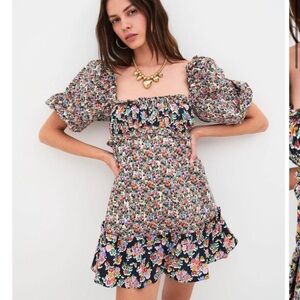 For Love And Lemons Hudson Multicolor Floral Mini Dress